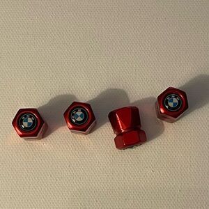BMW Valve Stem Caps in Red Set of 4 NWT